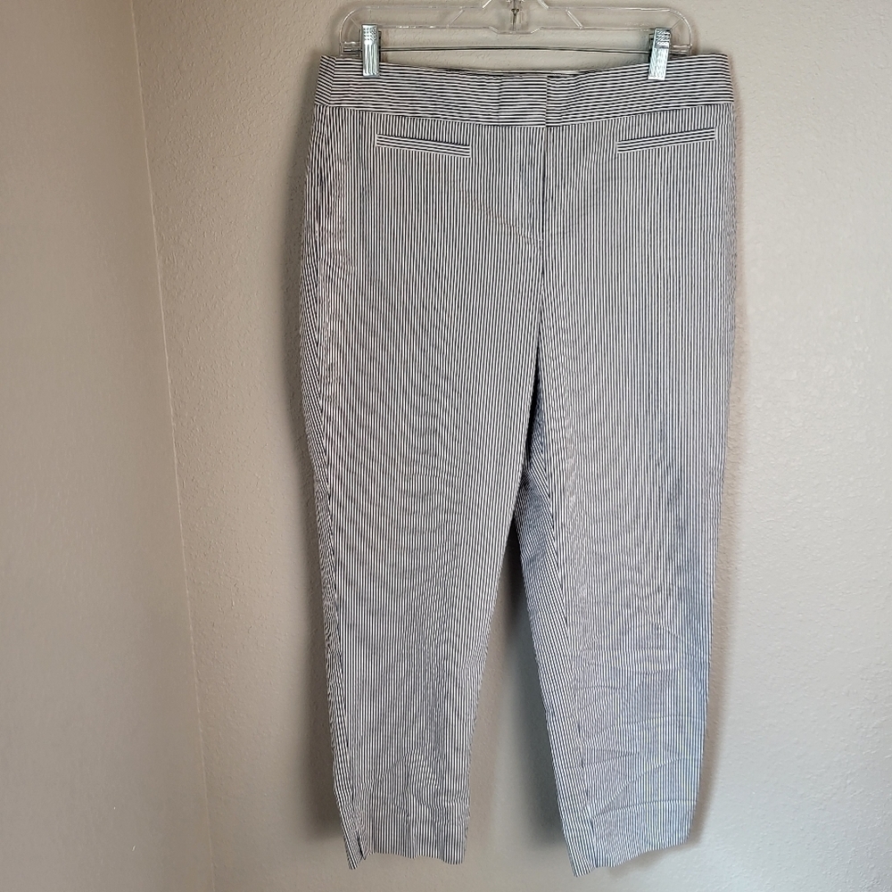 Ann Taylor Kate Blue/White Striped Cropped Leg Pants Women's Size 10